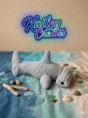 Plush Gray Hammerhead Shark Crochet Toy - Handmade